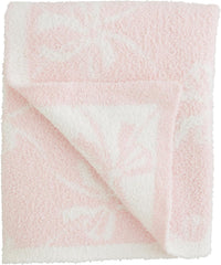 Pink Bow Reversible Chenille Luxury Blanket