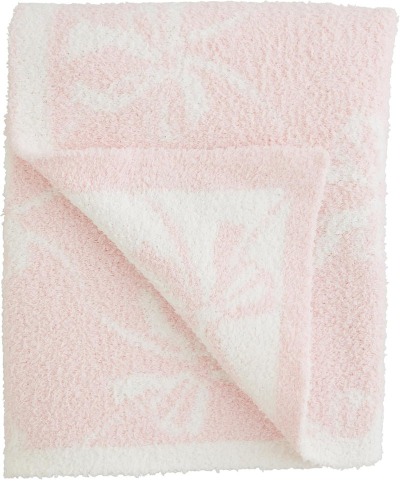 Pink Bow Reversible Chenille Luxury Blanket