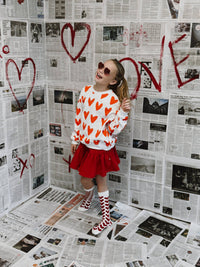 HEARTS ALL OVER | oversized drop shoulder pullover