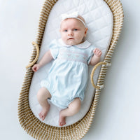 Piper's Classics Light Blue Girl Smocked Collared S/S Bubble