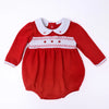 Eve Classics Smocked Long Sleeve Girl Bubble - Red