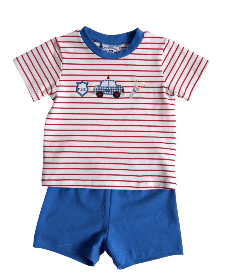 Police Applique Short Set
