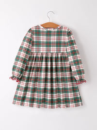 Christmas Bow Plaid Smocked Dress