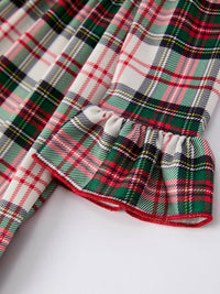 Christmas Plaid with Santa Applique Dress