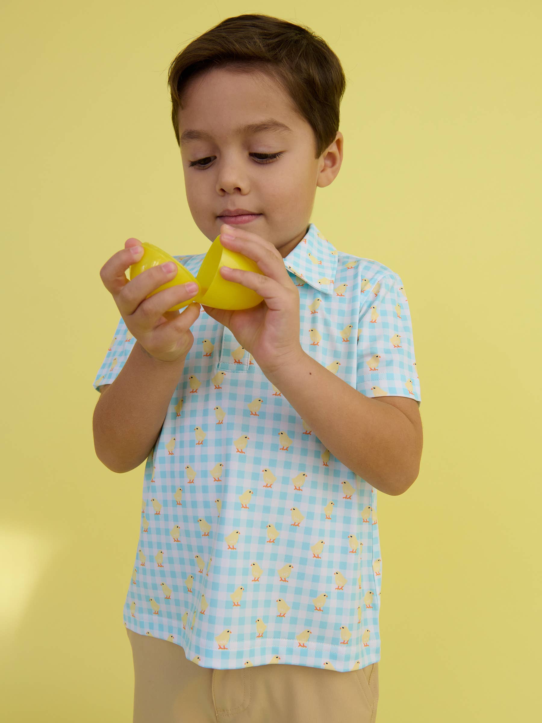 Boys Chirping Chicks Gingham Performance Polo