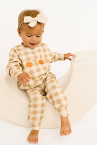 Pumpkin Season Bow Embroidered Crewneck Set