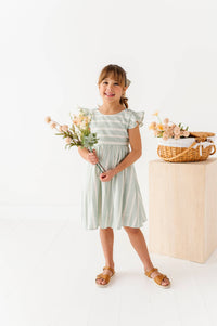 Mint Bay Stripes | TIE-BACK DRESS