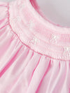 White Bow Smocked Pink Bubble
