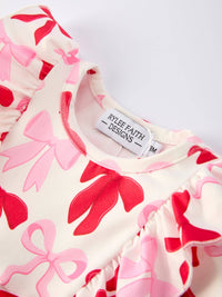 Valentine Bow Long Sleeve Ruffle Bubble