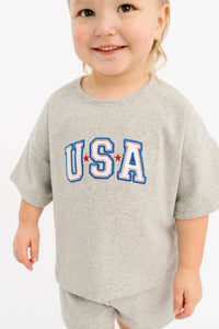 Gray USA Embroidered Slouchy Set