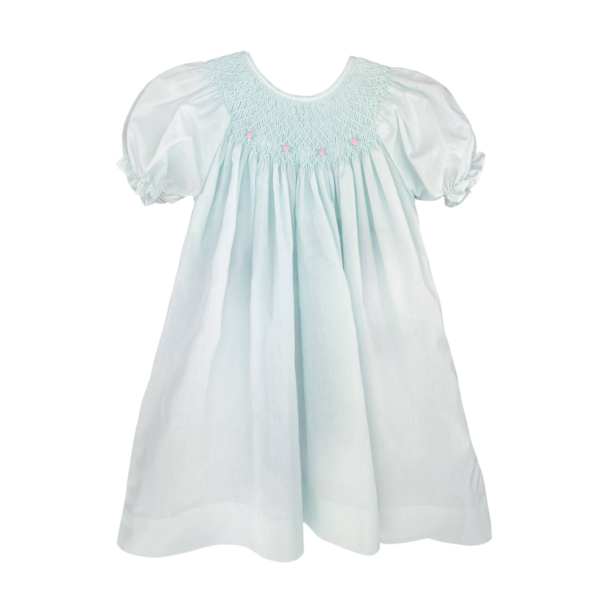 Smocked Daygown with Raglan Embroidery - Mint