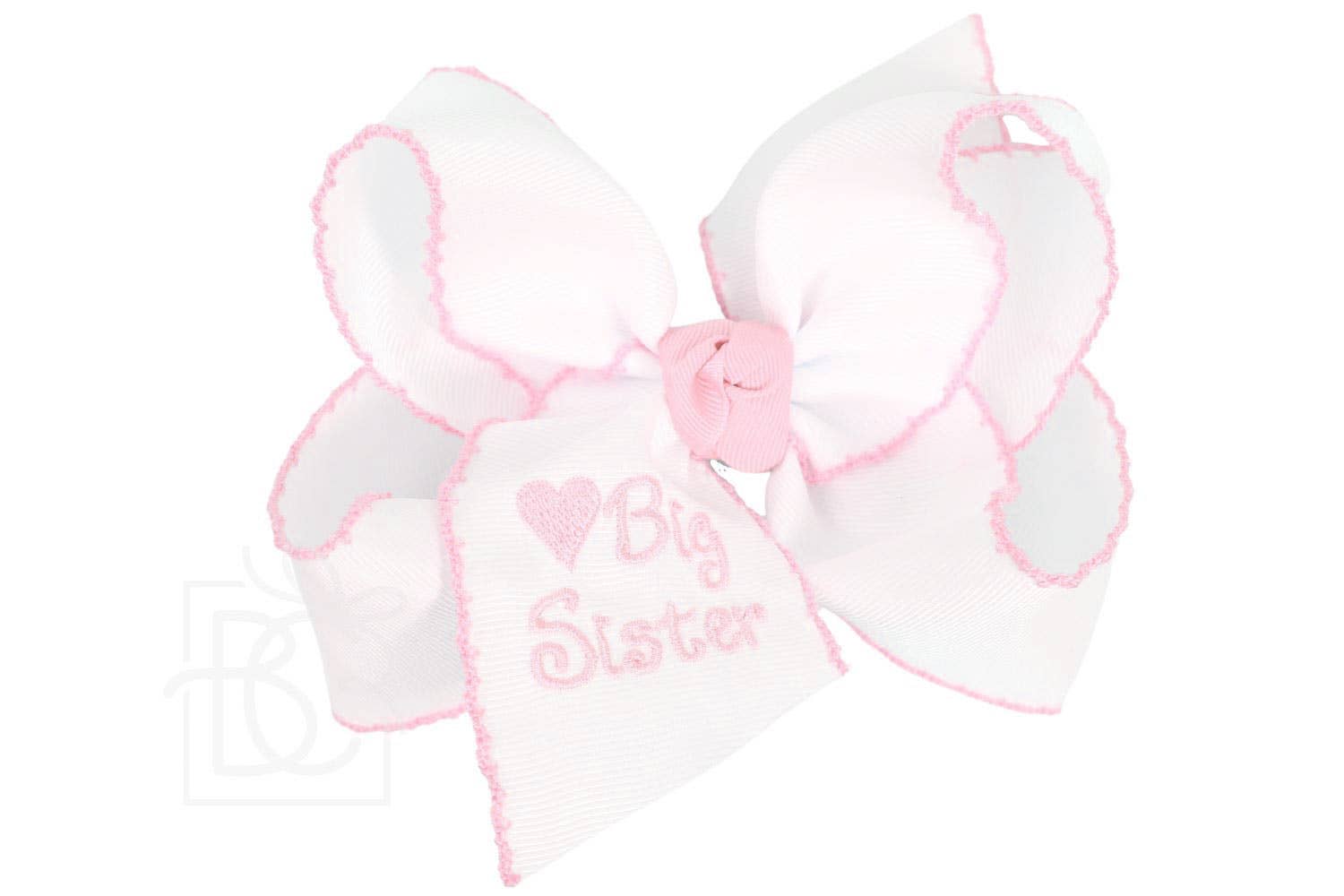 Embroidered Big Sister & Lil Sister Crochet Edge Bow