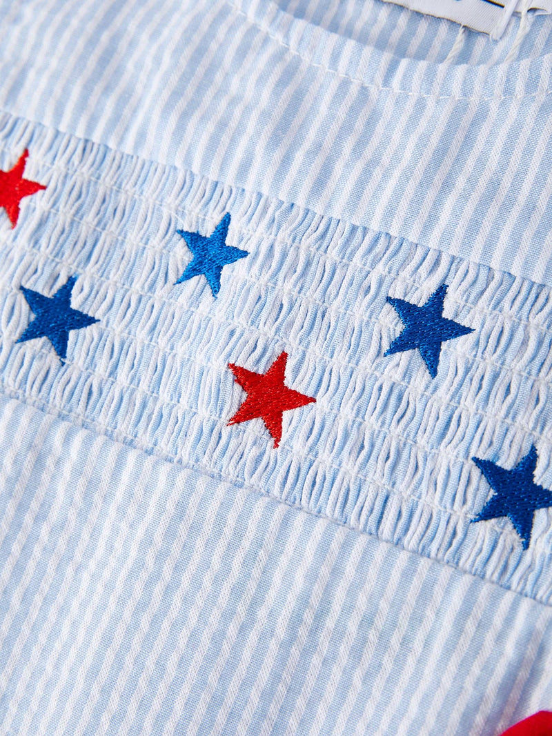 Star Smocking Embroidered Romper