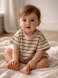Tan / Black Stripe / Ribbed T-Shirt Bubble