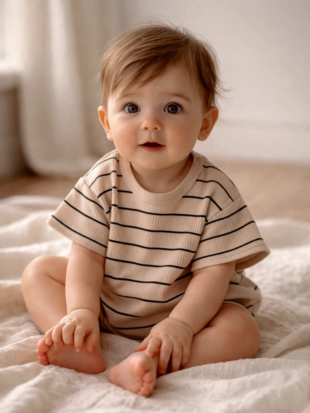 Tan / Black Stripe / Ribbed T-Shirt Bubble