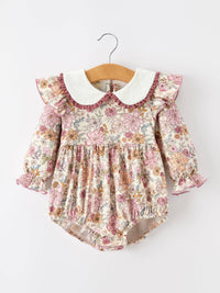 Fall Floral Peter Pan Collar Bubble Romper