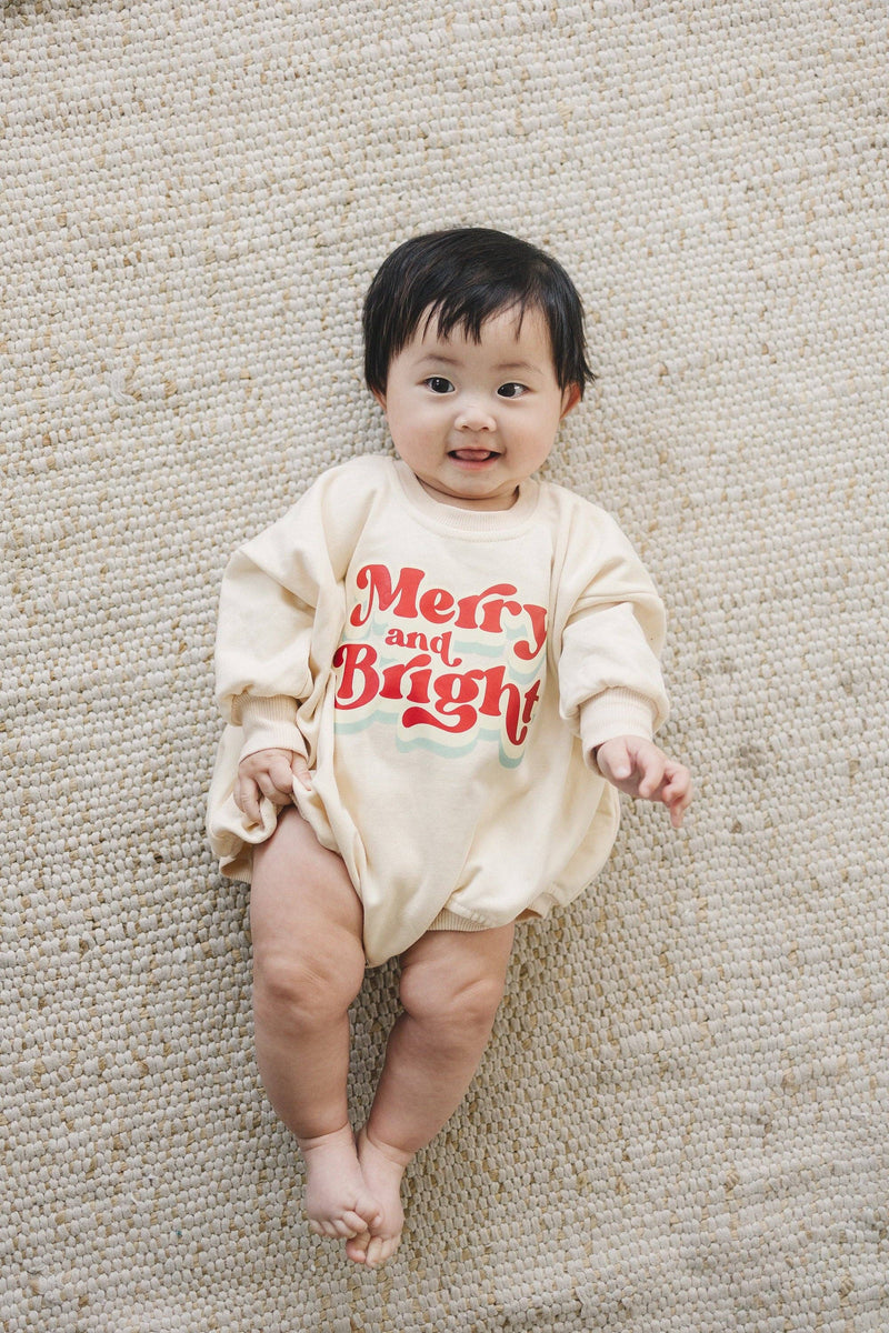 Merry & Bright Christmas Sweatshirt Romper