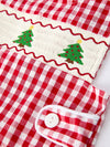 Christmas Embroidered Tree Plaid Romper