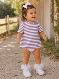 Violet Stripe Ribbed T-Shirt Bubble