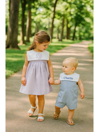 Monogram-Able Romper with Square Collar