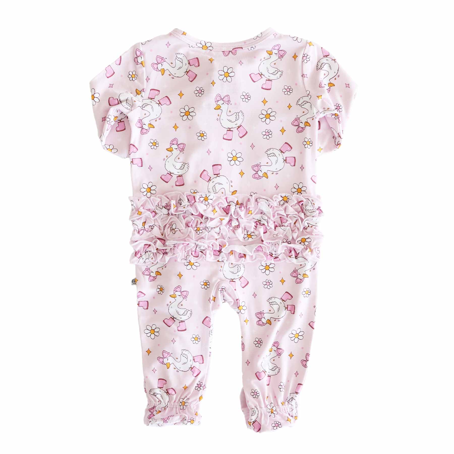Silly Goose Ruffle Zipper Footie | Pink
