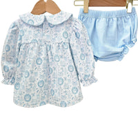 Blue Christmas Toile Bloomer Set