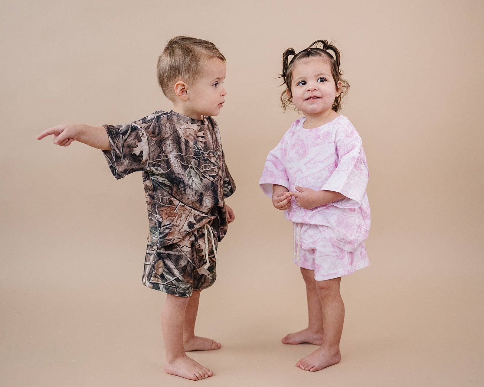 Brown Camo Slouchy Shorts Set