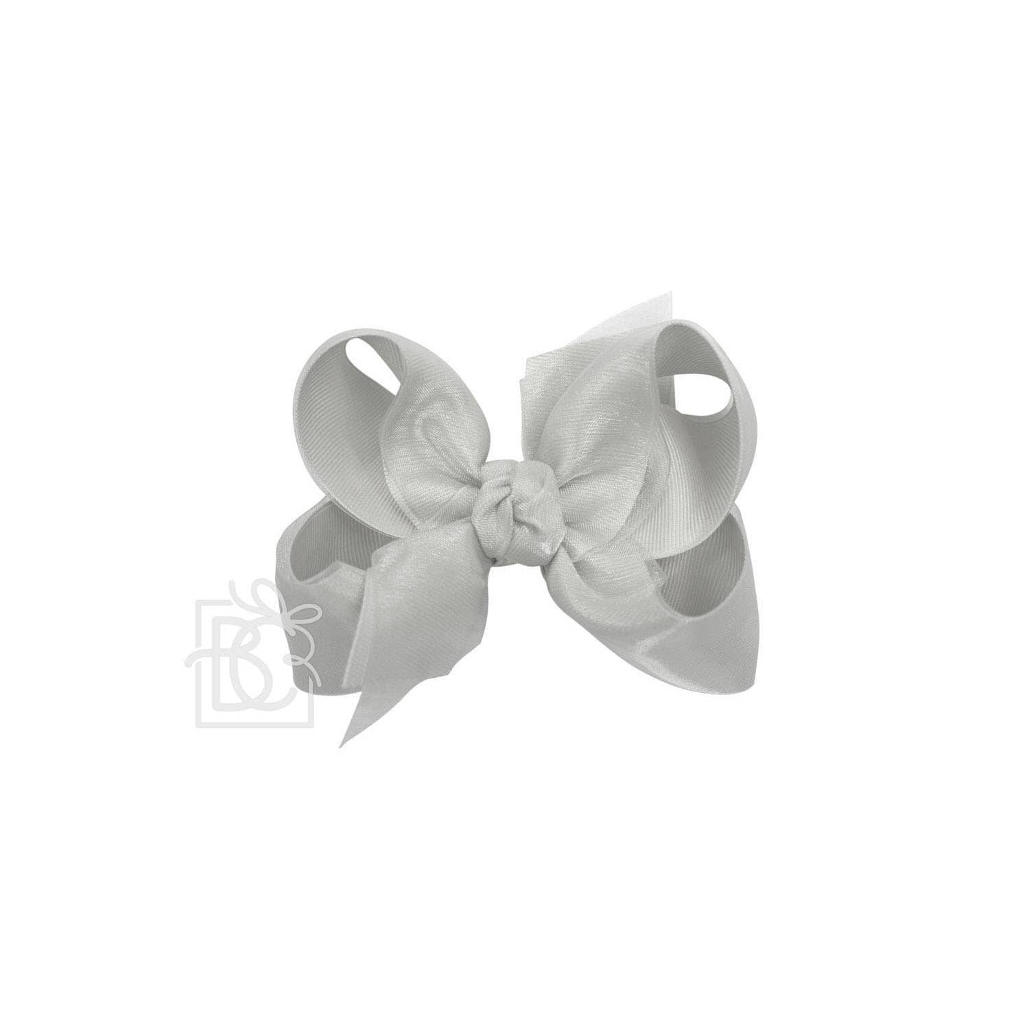 LAYERED ORGANZA/GROSGRAIN BOW ON CLIP