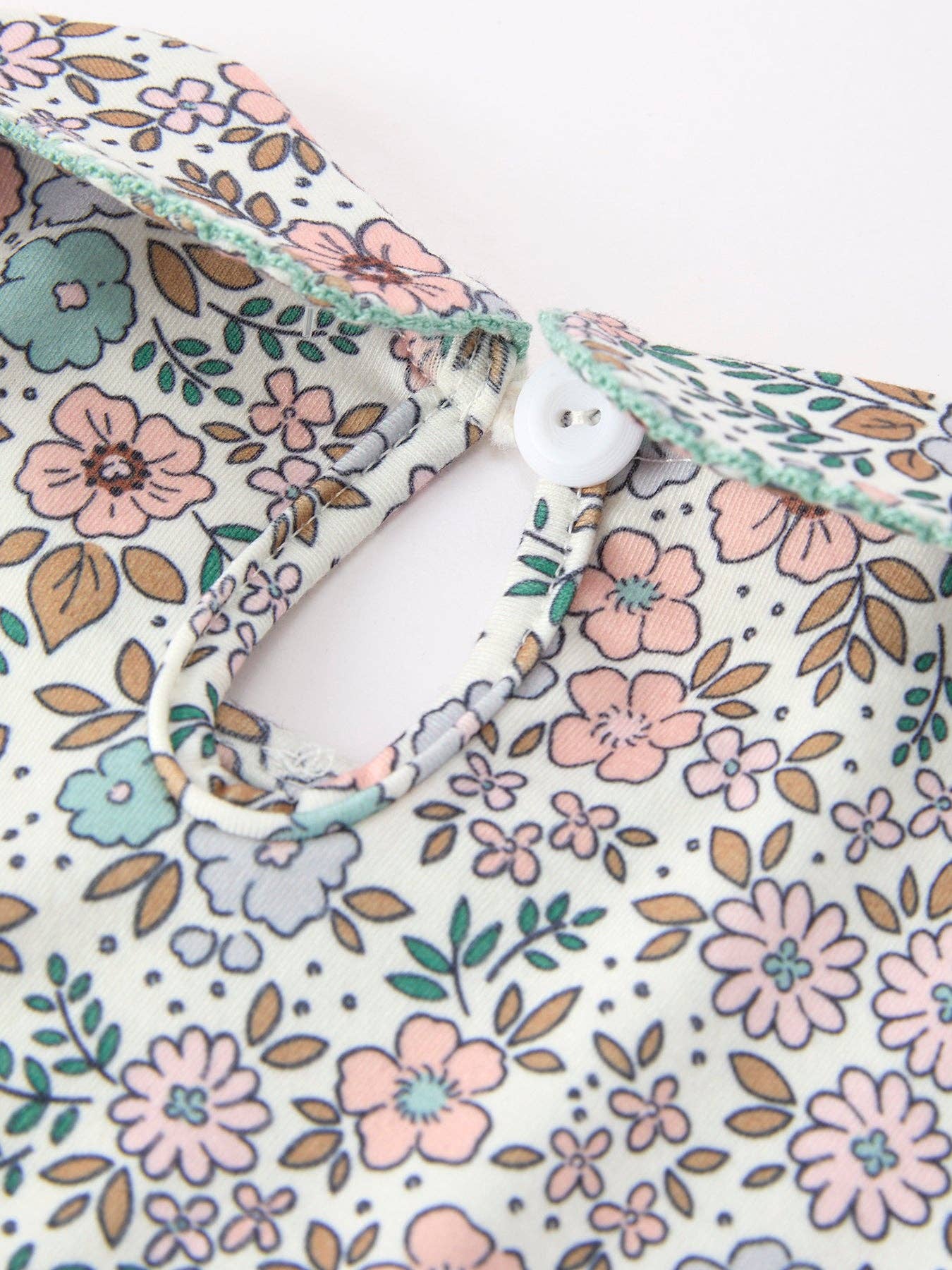 Sage Green Floral Smocked Bloomer Set