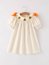Plaid Turkey Embroidery Smocked Dress