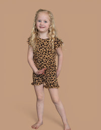 LEOPARD DREAM RUFFLE SHORT SET