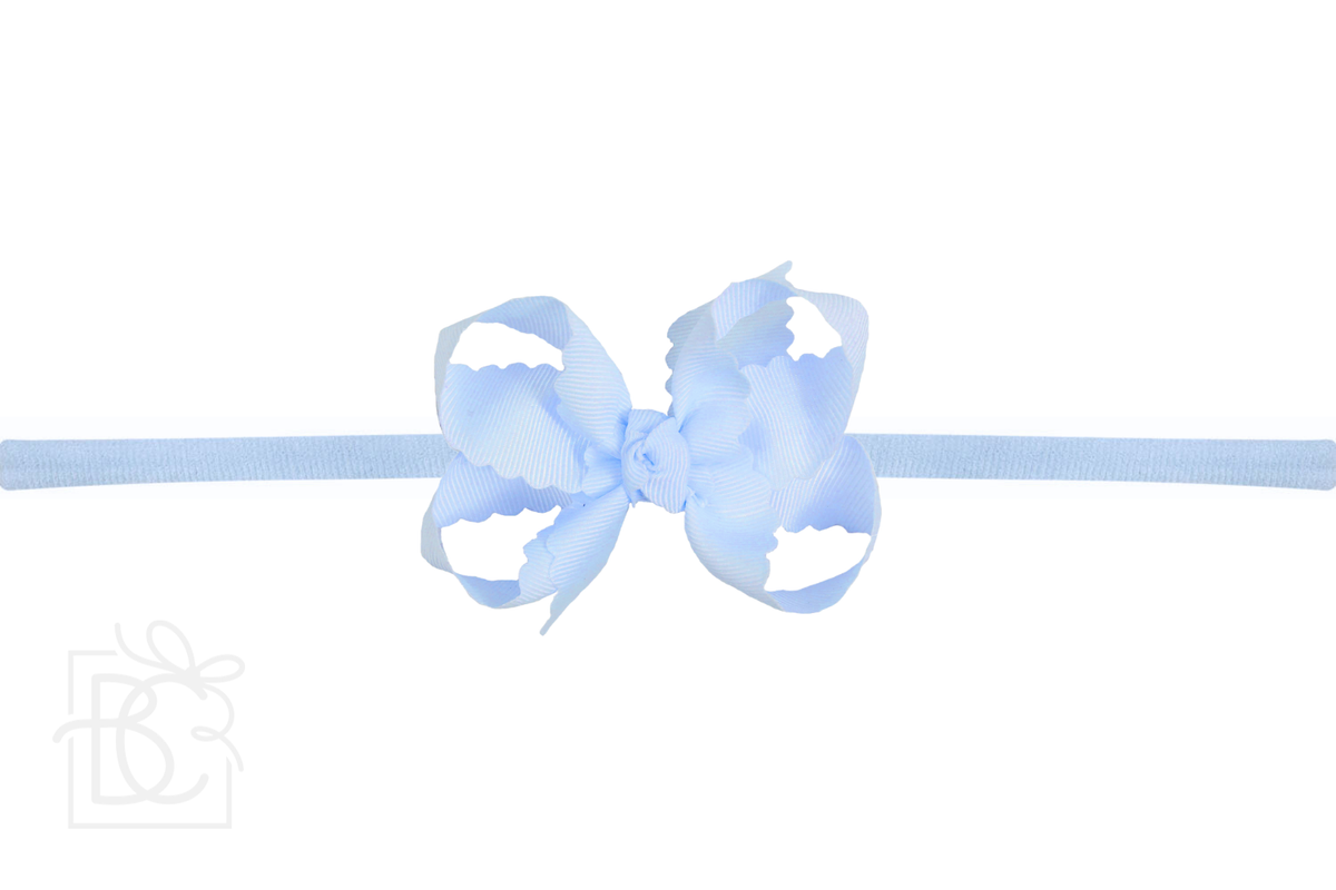 Nylon Headband w/ Scalloped Bow (Mult. Colors)