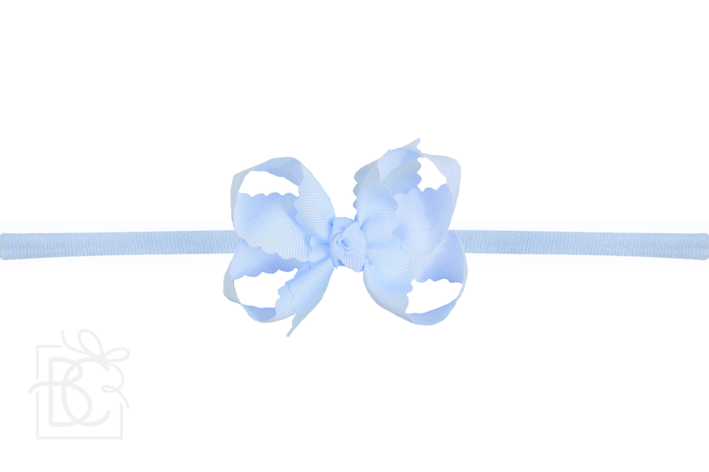 Nylon Headband w/ Scalloped Bow (Mult. Colors)