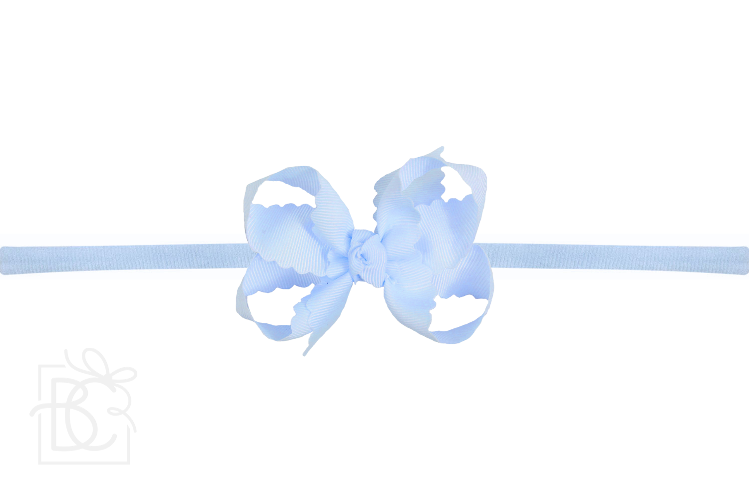 Nylon Headband w/ Scalloped Bow (Mult. Colors)