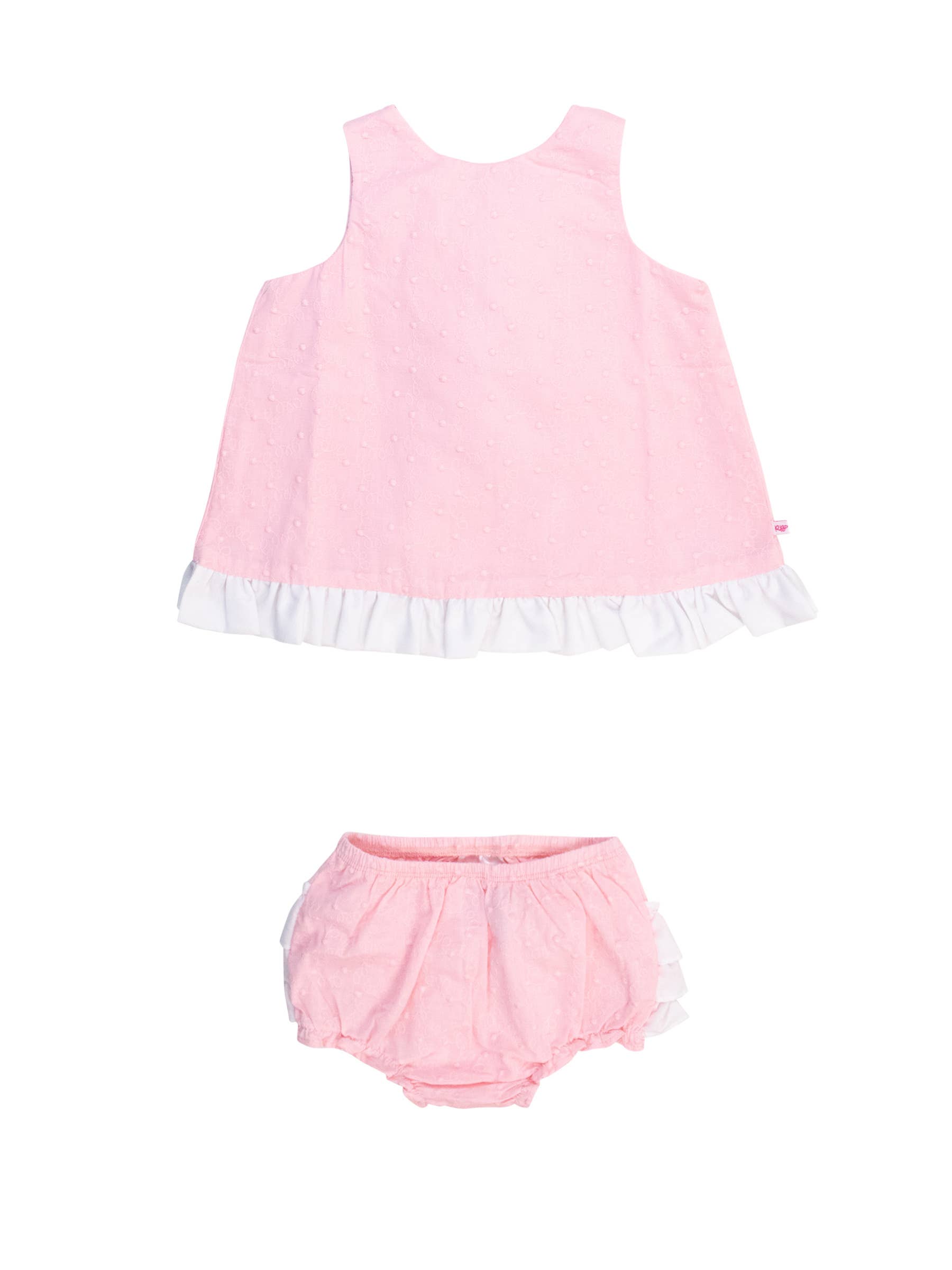 Pink & White Swiss Dot Swing Top & Bloomer Set