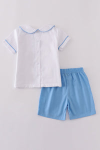 Cross Embroidery Two Piece Set
