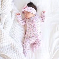 Silly Goose Ruffle Zipper Footie | Pink