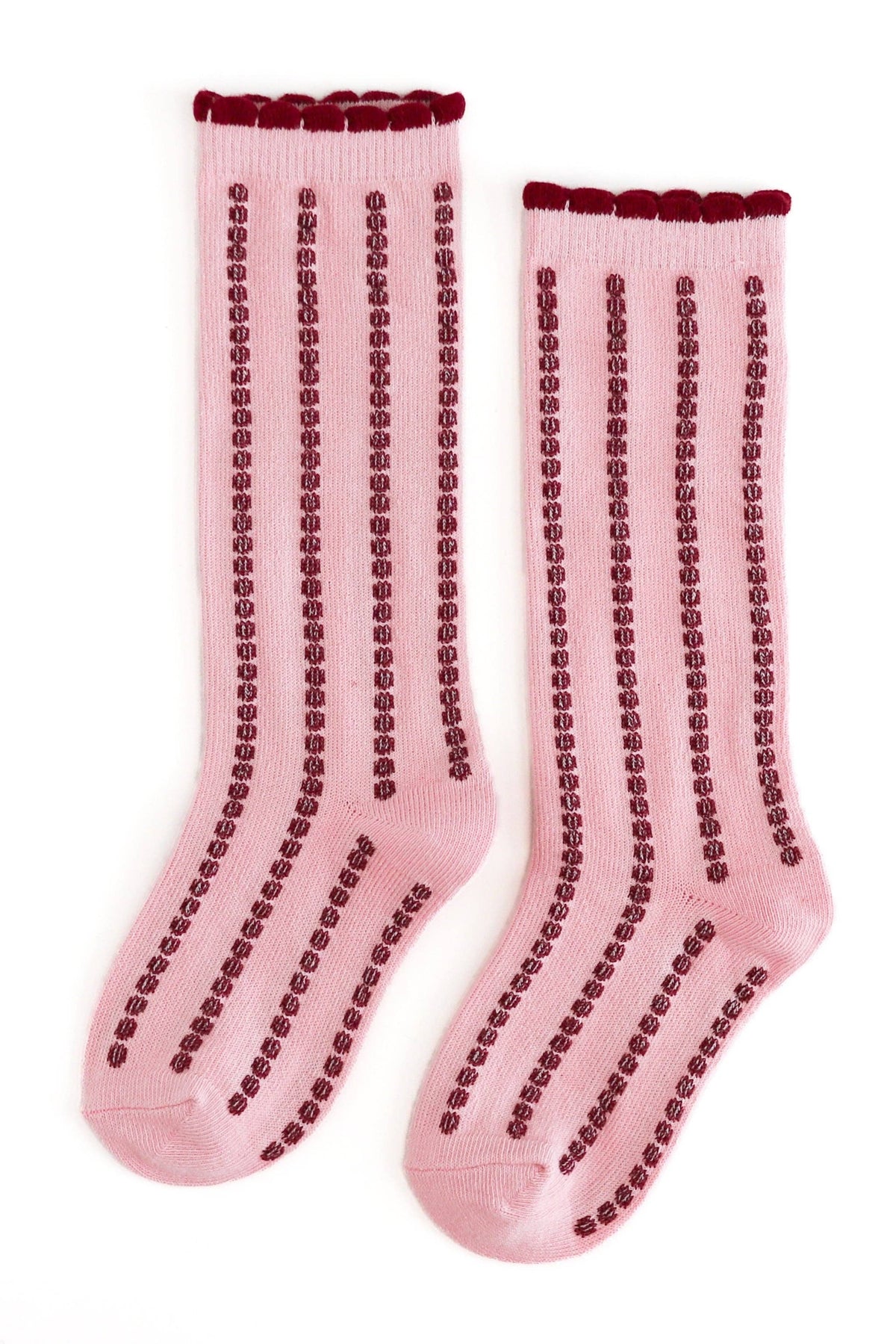 Gumdrop Stripe Socks - Quartz/Crimson
