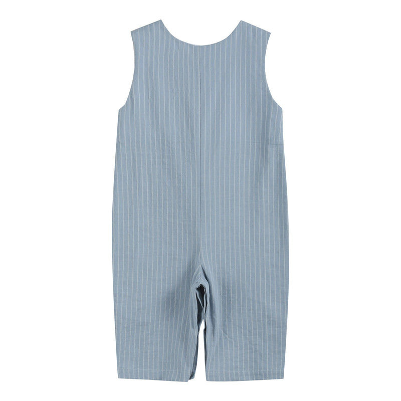 Light Blue Pinstripe Turkey Smocked Overalls