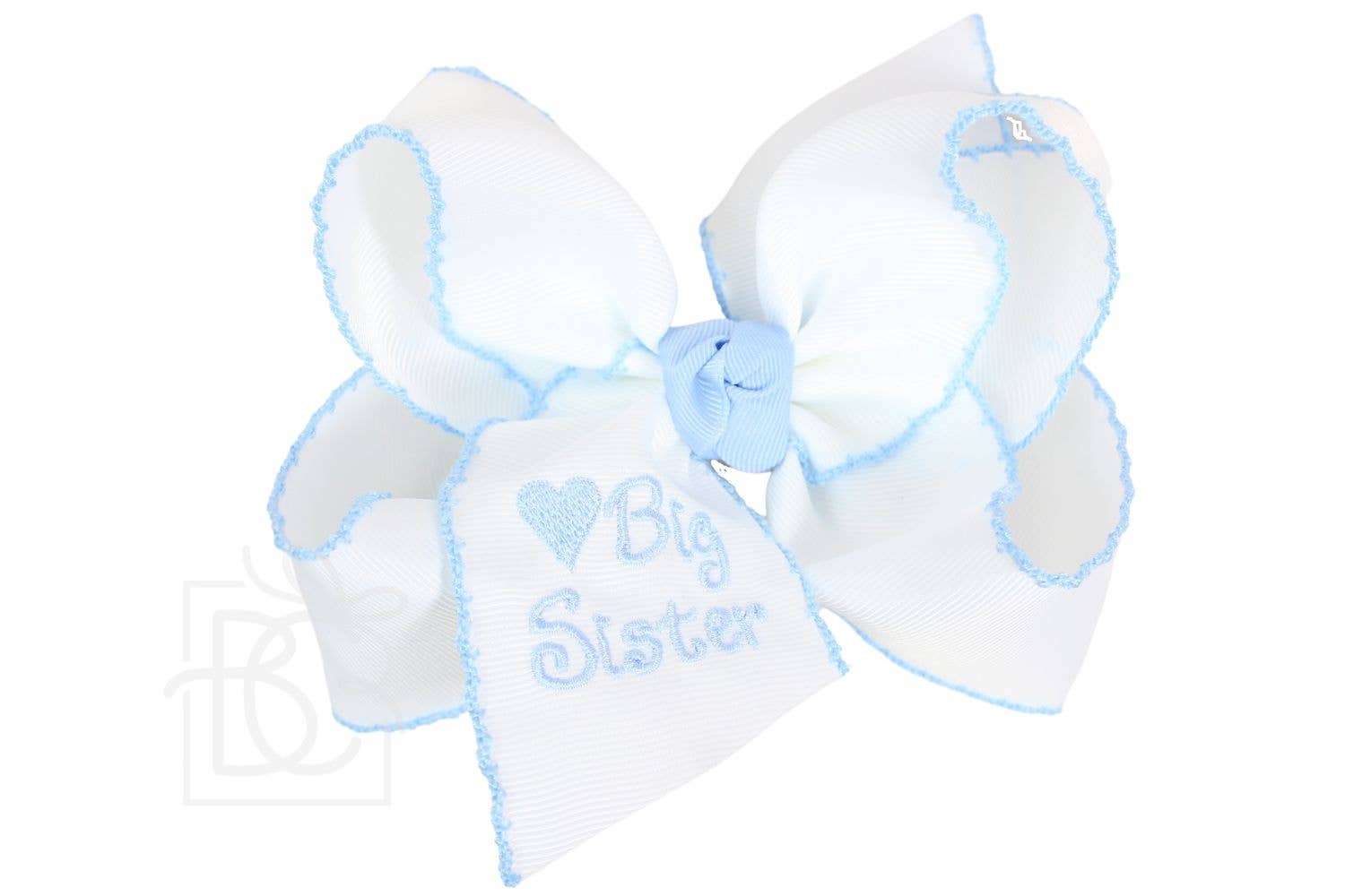 Embroidered Big Sister & Lil Sister Crochet Edge Bow