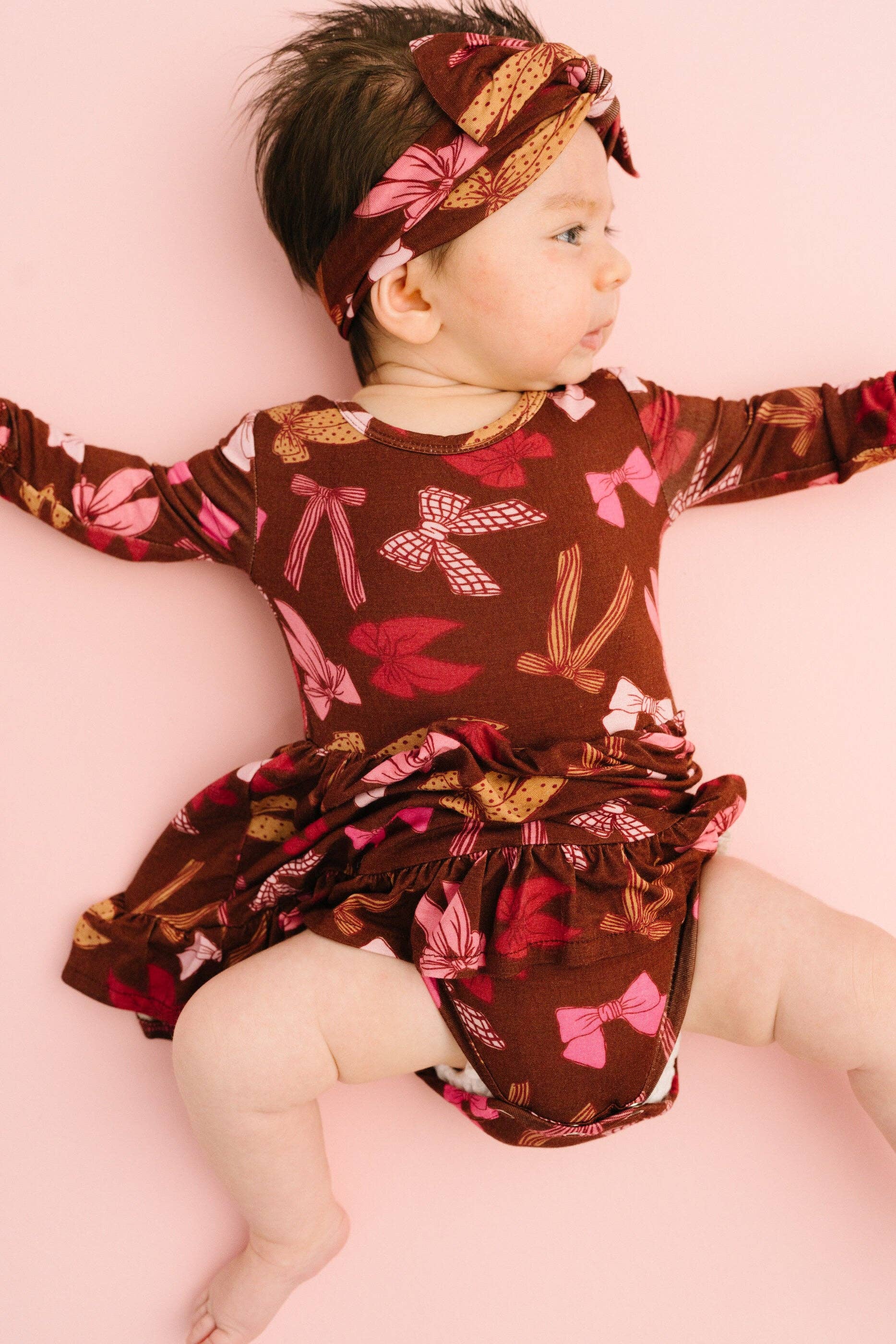 Darling Bows Long Sleeve Bodysuit Bamboo Dress