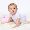 Essentials Solid Smocked Bubble in White Pink