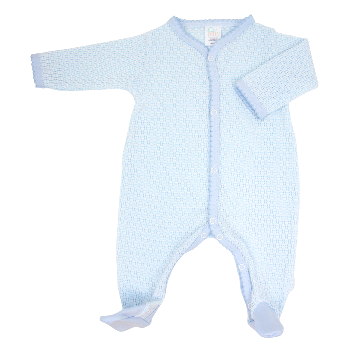 Paty Knit Solid Color Footie with Pima Trim