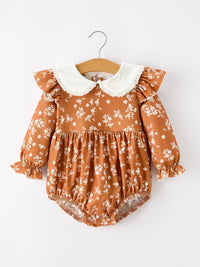 Rust Floral Peter Pan Collar Bubble