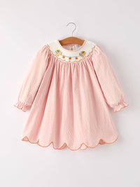 Thanksgiving Embroidery Smock Dress