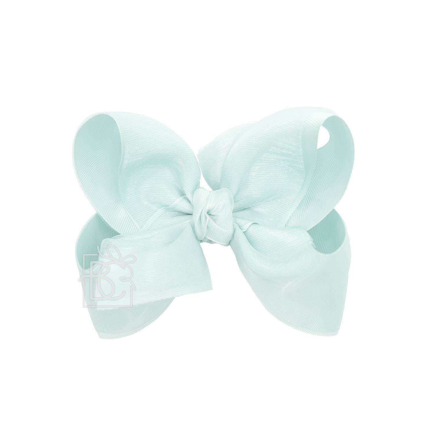LAYERED ORGANZA/GROSGRAIN BOW ON CLIP