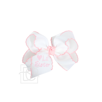 Embroidered Big Sister & Lil Sister Crochet Edge Bow