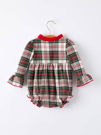 Christmas Plaid Santa Applique Bubble