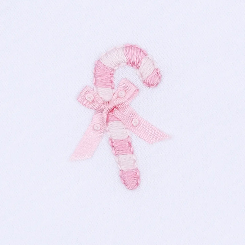 Sweet Peppermint Pink Emb Ruffle Footie