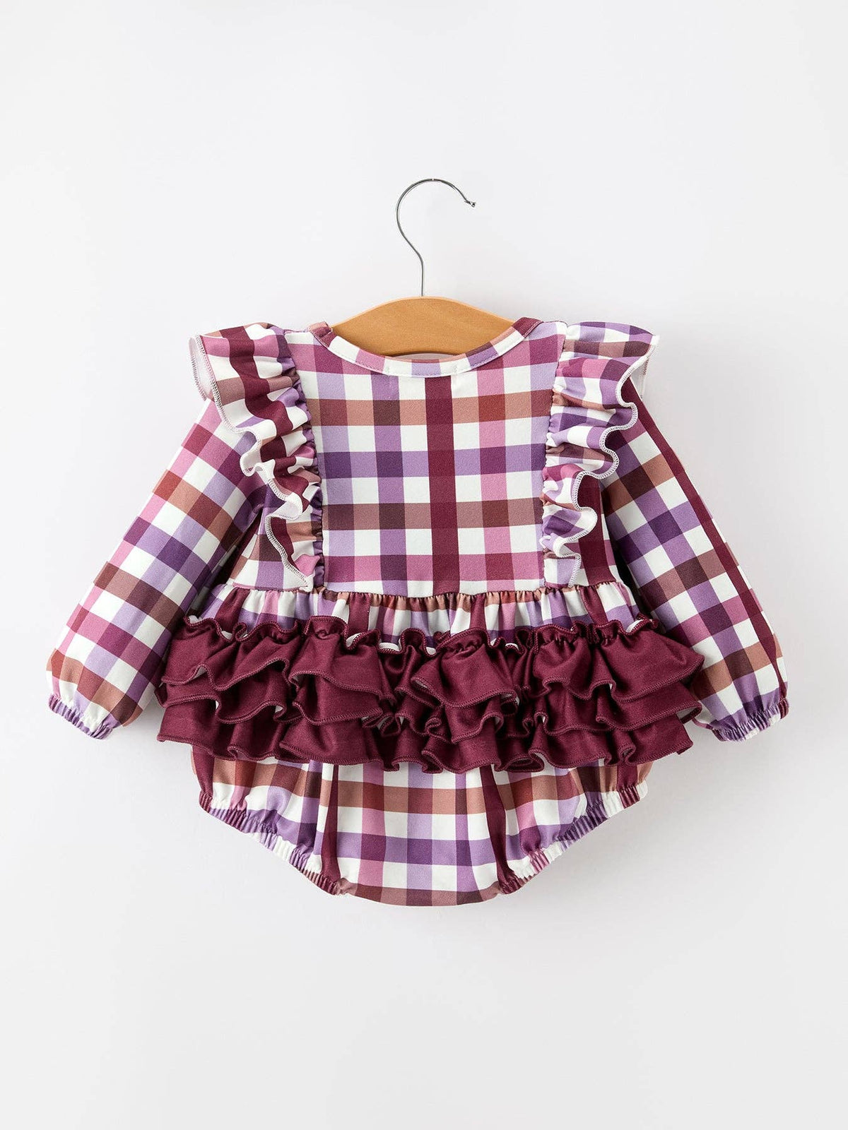 Fall Plaid Bow Ruffle Bubble